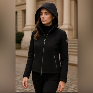 Fusalp Hooded Softshell Jacket XS – Textured Panels, Ski Luxe, Black